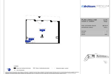 Rzut - Lokal użytkowy na sprzedaż 1 pokój o powierzchni 96,33 m² - numer Ax 6LU w Apartamenty Esencja II