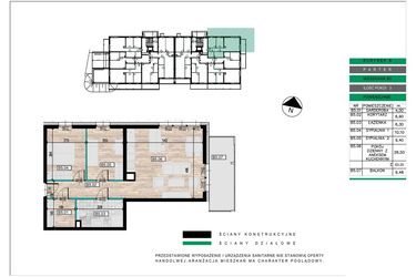 Rzut - Mieszkanie na sprzedaż 3 pokoje o powierzchni 63,2 m² - numer B05 w Lwowska 14