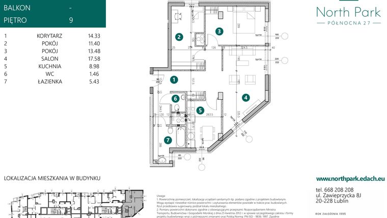 Rzut - Mieszkanie na sprzedaż 3 pokoje o powierzchni 72,48 m² - numer 146 w North Park
