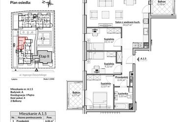 Rzut - Mieszkanie na sprzedaż 4 pokoje o powierzchni 77,59 m² - numer A.1.5 w Nowa Fregata