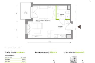 Rzut - Mieszkanie na sprzedaż 1 pokój o powierzchni 30,05 m² - numer C5.3C86 w Bemowo Vita