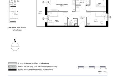 Rzut - Mieszkanie na sprzedaż 4 pokoje o powierzchni 55,52 m² - numer M69 w Kwarcowe Wzgórze