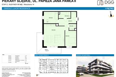 Rzut - Mieszkanie na sprzedaż 3 pokoje o powierzchni 78,1 m² - numer A2.14 w Luxor Residence