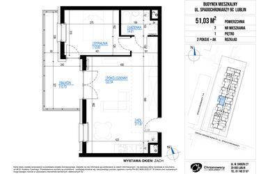 Rzut - Mieszkanie na sprzedaż 2 pokoje o powierzchni 51,03 m² - numer 7 w Vieniava edycja druga