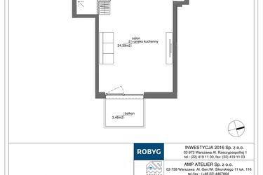 Rzut - Mieszkanie na sprzedaż 1 pokój o powierzchni 32,76 m² - numer RM/1B/M/4/1 w Rytm Mokotowa - etap 1B