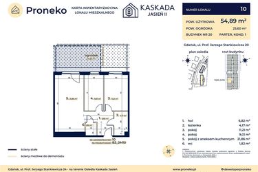 Rzut - Mieszkanie na sprzedaż 3 pokoje o powierzchni 54,89 m² - numer B3_0M10 w Kaskada Jasień - etap II