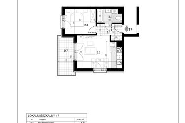 Rzut - Mieszkanie na sprzedaż 2 pokoje o powierzchni 36,28 m² - numer C1.17 w Centralna 51C