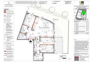 Rzut - Mieszkanie na sprzedaż 4 pokoje o powierzchni 96,7 m² - numer 1 w Apartamenty Pustułeczki