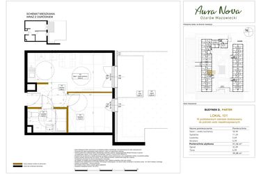 Rzut - Mieszkanie na sprzedaż 2 pokoje o powierzchni 41,46 m² - numer 101 w Aura Nova etap II