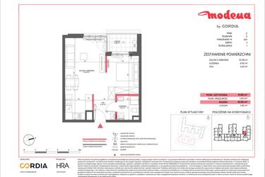 Rzut - Mieszkanie na sprzedaż 1 pokój o powierzchni 41,8 m² - numer A.024 w Modena II