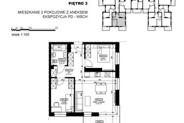 Rzut - Mieszkanie na sprzedaż 3 pokoje o powierzchni 53,01 m² - numer C2-M40 w Stacja Łódź V – etap C2