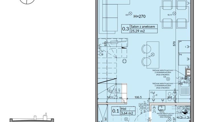 Rzut - Dom na sprzedaż 3 pokoje o powierzchni 62,3 m² - numer 31B w Osiedle Stokrotki etap 4 i 5