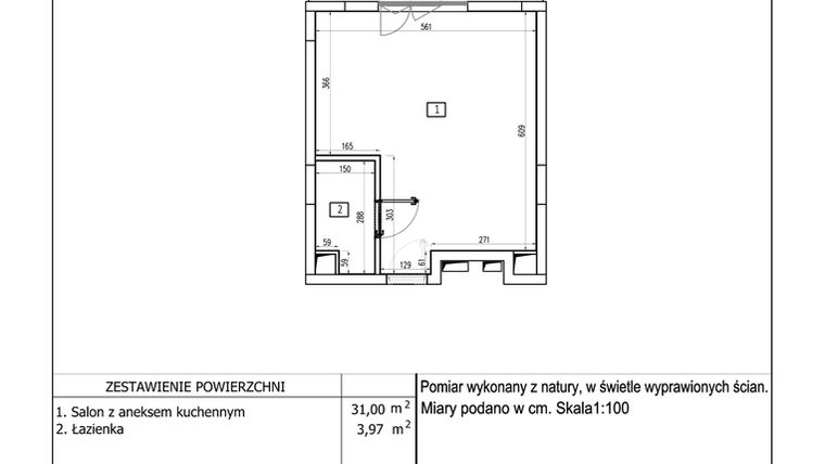 Rzut - Mieszkanie na sprzedaż 1 pokój o powierzchni 34,97 m² - numer 103 w Aquamarina Dąbki