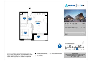 Rzut - Mieszkanie na sprzedaż 2 pokoje o powierzchni 38,19 m² - numer 177 w Flow