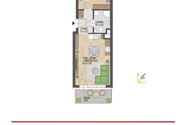 Rzut - Mieszkanie na sprzedaż 2 pokoje o powierzchni 43,18 m² - numer 46 w Enklawa Starosielce