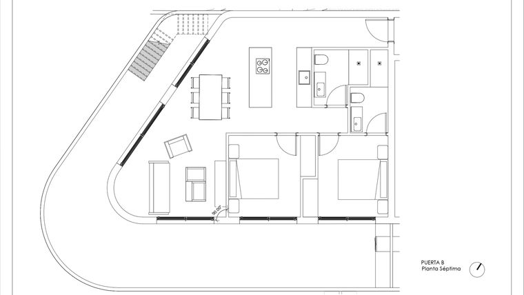 Rzut - Mieszkanie na sprzedaż 2 pokoje o powierzchni 138 m² - numer 7-B w Mieszkania w Calpe - 94000145