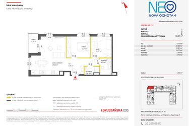 Rzut - Mieszkanie na sprzedaż 3 pokoje o powierzchni 68,01 m² - numer 32 w Neo Nova Ochota 4