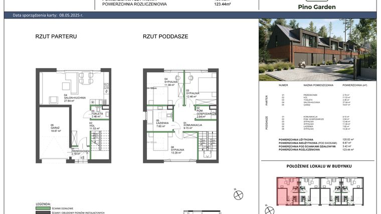 Rzut - Dom na sprzedaż 4 pokoje o powierzchni 120,02 m² - numer A w Pino Garden 1