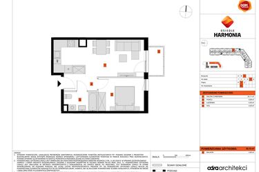 Rzut - Mieszkanie na sprzedaż 2 pokoje o powierzchni 38,15 m² - numer C.61 w Osiedle Harmonia