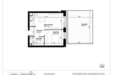 Rzut - Mieszkanie na sprzedaż 2 pokoje o powierzchni 37,36 m² - numer C.31 w Narcyzowe Wzgórza II
