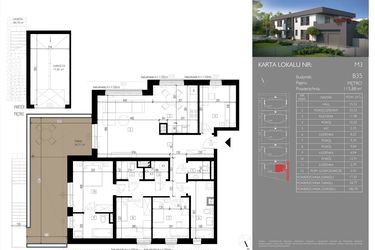 Rzut - Mieszkanie na sprzedaż 4 pokoje o powierzchni 115,88 m² - numer B35.M3 w Leśna Polana