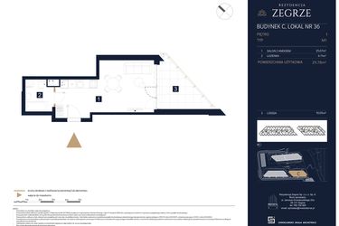 Rzut - Mieszkanie na sprzedaż 1 pokój o powierzchni 29,78 m² - numer C36 w Rezydencja Zegrze etap III