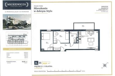 Rzut - Mieszkanie na sprzedaż 3 pokoje o powierzchni 58,85 m² - numer A11 w Mickiewicza