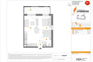 Rzut - Mieszkanie na sprzedaż 2 pokoje o powierzchni 40,01 m² - numer F.84 w Apartamenty Literacka etap 2.3
