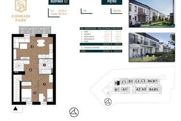 Rzut - Mieszkanie na sprzedaż 4 pokoje o powierzchni 120,14 m² - numer B2.M4 w Conradi Park