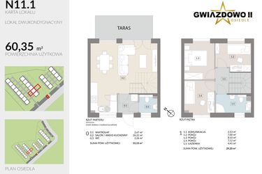 Rzut - Dom na sprzedaż 4 pokoje o powierzchni 60,35 m² - numer N11.1 w Gwiazdowo II