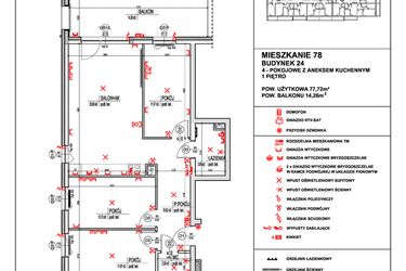 Rzut - Mieszkanie na sprzedaż 4 pokoje o powierzchni 77,72 m² - numer 78 w Osiedle 4 Pory Roku - Etap VIII