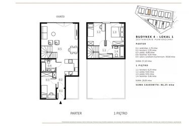 Rzut - Mieszkanie na sprzedaż 3 pokoje o powierzchni 85,22 m² - numer B4/M1 w Wille Estezja