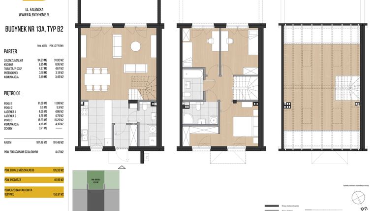 Rzut - Dom na sprzedaż 4 pokoje o powierzchni 105,93 m² - numer 13A w Falenty Home II