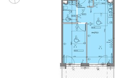 Rzut - Mieszkanie na sprzedaż 2 pokoje o powierzchni 43,18 m² - numer HU1 w Miasto Ogród 6 - HELSINKI