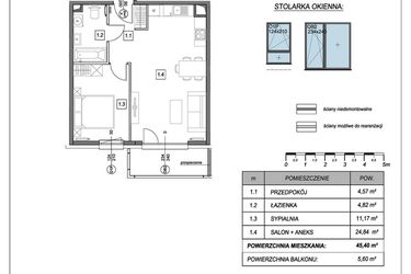 Rzut - Mieszkanie na sprzedaż 2 pokoje o powierzchni 45,4 m² - numer B.4.3 w #NaSwoim2