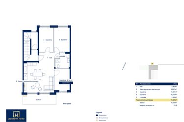 Rzut - Mieszkanie na sprzedaż 4 pokoje o powierzchni 70,32 m² - numer 25 w Nova Jeziorowa 2
