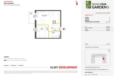 Rzut - Mieszkanie na sprzedaż 2 pokoje o powierzchni 41,91 m² - numer 100 w Nova Viva Garden 8