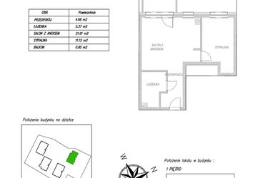 Rzut - Mieszkanie na sprzedaż 2 pokoje o powierzchni 41,9 m² - numer A11 w Osiedle Zuchów
