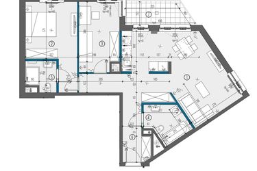 Rzut - Mieszkanie na sprzedaż 3 pokoje o powierzchni 78,47 m² - numer F1.D.04.03 w Sady Żoliborz