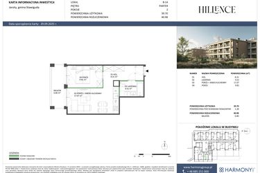 Rzut - Mieszkanie na sprzedaż 2 pokoje o powierzchni 39,7 m² - numer B-14 w Hillence etap 2