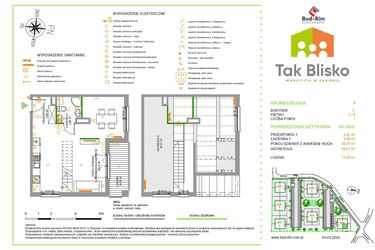 Rzut - Mieszkanie na sprzedaż 2 pokoje o powierzchni 64,36 m² - numer 9.F w Tak Blisko