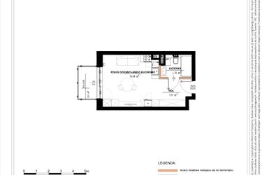 Rzut - Mieszkanie na sprzedaż 1 pokój o powierzchni 28,9 m² - numer B.2.79 w Daszyńskiego Square etap 1