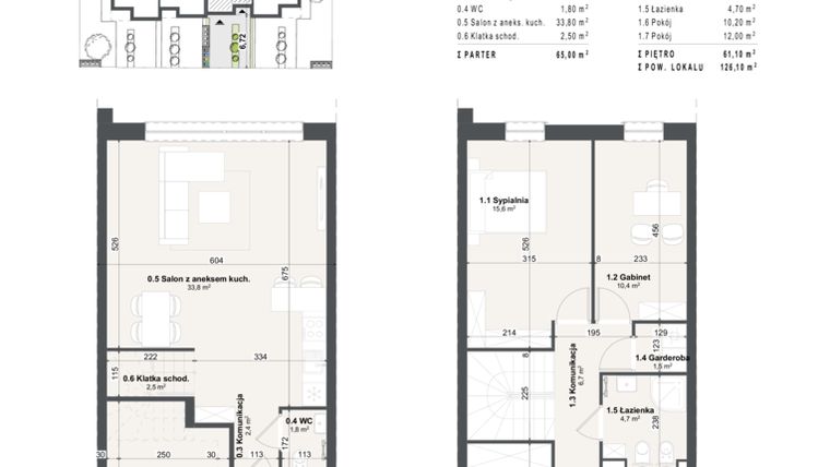 Rzut - Dom na sprzedaż 4 pokoje o powierzchni 126,1 m² - numer 12a w Domy na Przylesiu