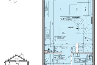 Rzut - Dom na sprzedaż 3 pokoje o powierzchni 72,53 m² - numer 59A w Nova Magdalenka 7 etap IV-VI