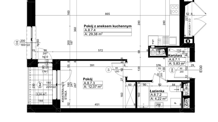 Rzut - Mieszkanie na sprzedaż 2 pokoje o powierzchni 50,64 m² - numer A/8/7 w Świerzawska 13