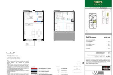 Rzut - Mieszkanie na sprzedaż 3 pokoje o powierzchni 39,08 m² - numer 3A_31 w Nowa Północ etap 2