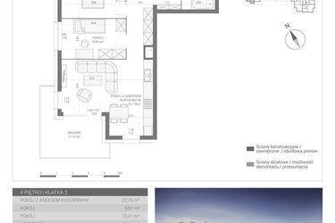 Rzut - Mieszkanie na sprzedaż 3 pokoje o powierzchni 58,08 m² - numer M37 w Apartamenty Przystań bud. F
