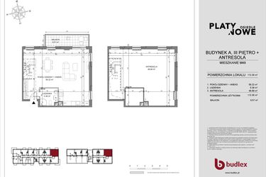 Rzut - Mieszkanie na sprzedaż 1 pokój o powierzchni 63,61 m² - numer A.49 w Osiedle Platynowe