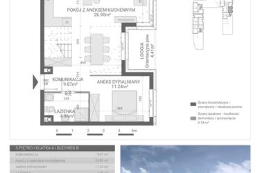 Rzut - Mieszkanie na sprzedaż 1 pokój o powierzchni 93,46 m² - numer 147. w Osiedle Parkowa etap B