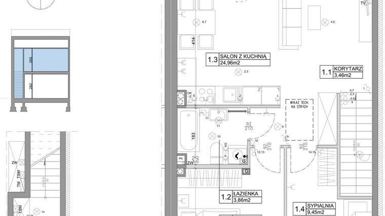 Rzut - Mieszkanie na sprzedaż 3 pokoje o powierzchni 61,95 m² - numer 36 w Boska Ksawerowska III